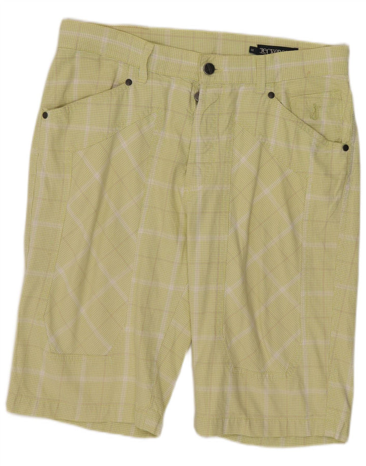 Shorts casuais masculinos Jeckerson W32 xadrez verde médio