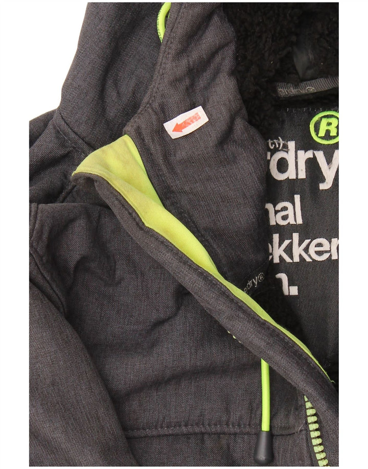 Jaqueta corta-vento feminina Superdry Windtrekker UK 16 grande poliéster cinza