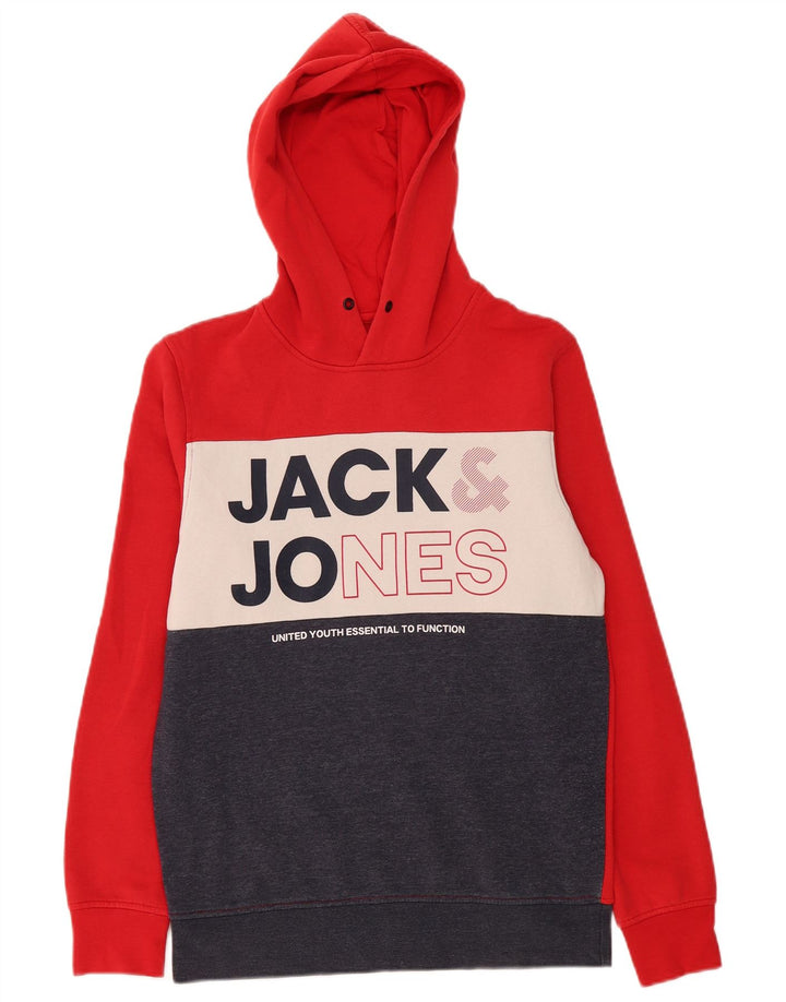 Jack & Jones moletom com capuz masculino gráfico pequeno bloco colorido multicolorido