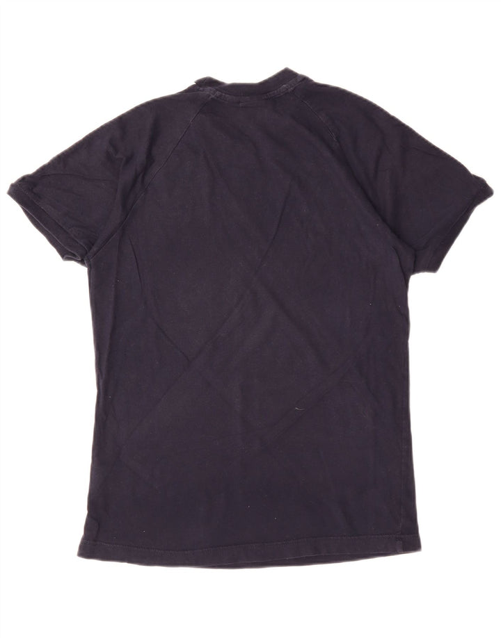 ADIDAS Womens Graphic T-Shirt Top UK 10 Pequeno Azul Marinho Algodão