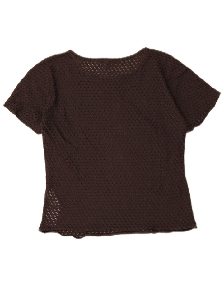 Giorgio Armani feminino transparente top IT 46 grande algodão marrom