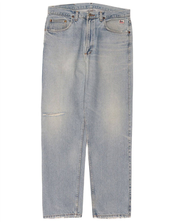 Calça jeans reta masculina Roy Rogers desgastada W34 L33 azul