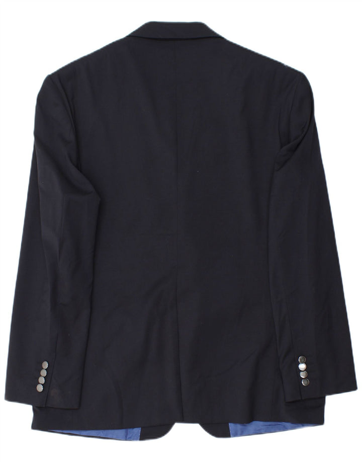 Jaqueta blazer masculina de 2 botões Marks & Spencer Reino Unido 42 XL azul marinho poliéster