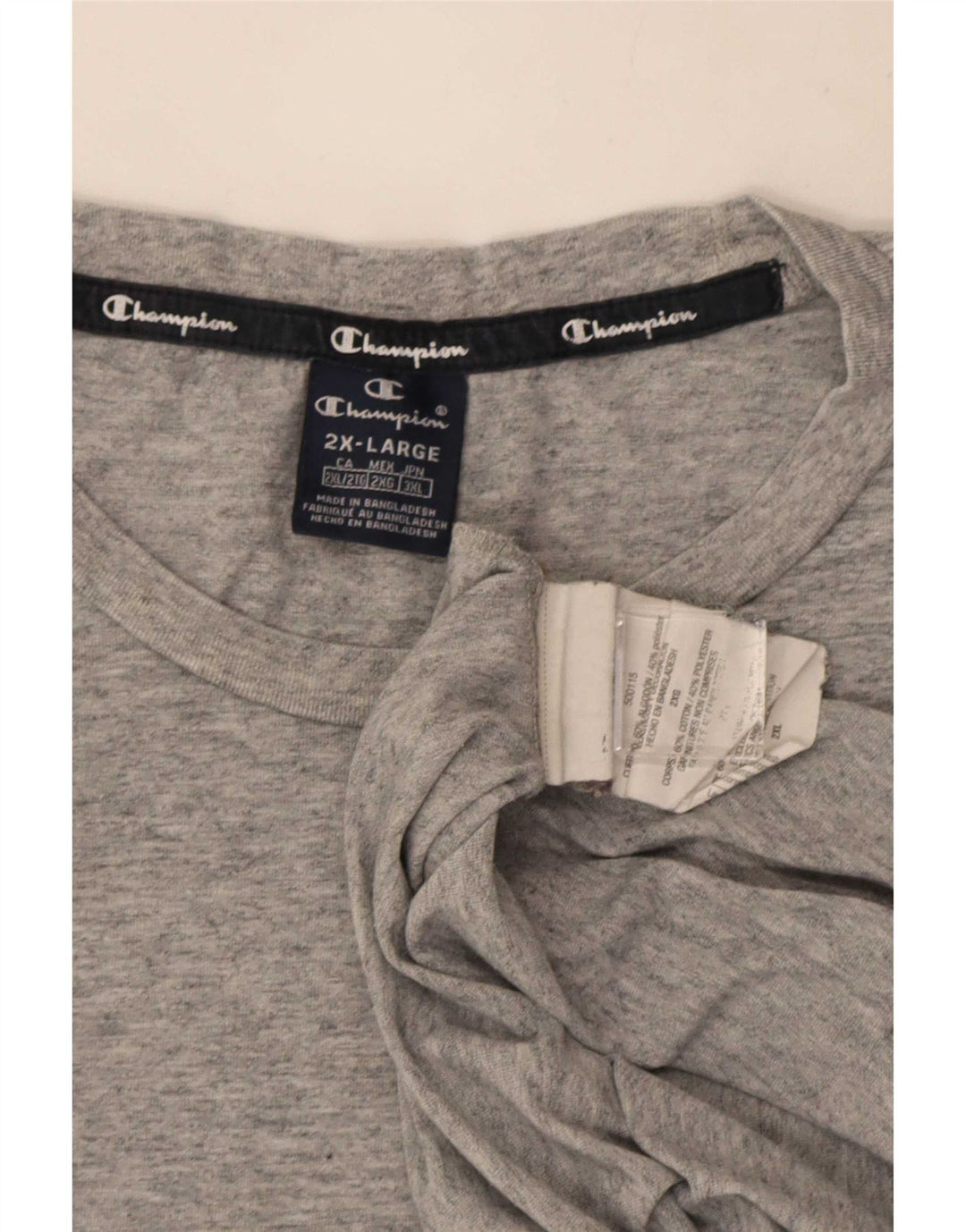 Camiseta masculina Champion 2XL algodão manchado cinza