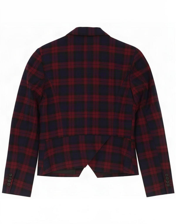 Zara Jaqueta blazer feminina de 2 botões Reino Unido 6 XS azul marinho Check