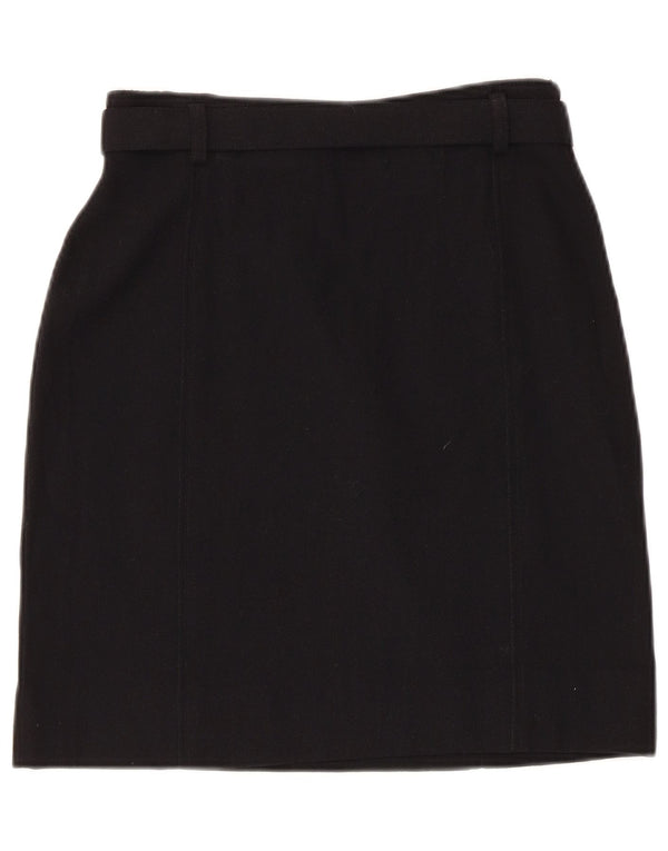 Saia reta feminina vintage IT 42 médio W26 lã preta