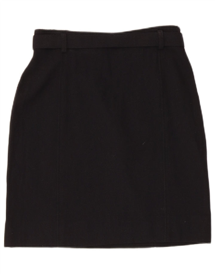 Saia reta feminina vintage IT 42 médio W26 lã preta