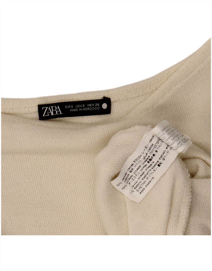 Zara Top feminino assimétrico oversized manga comprida Reino Unido 10 pequeno off white