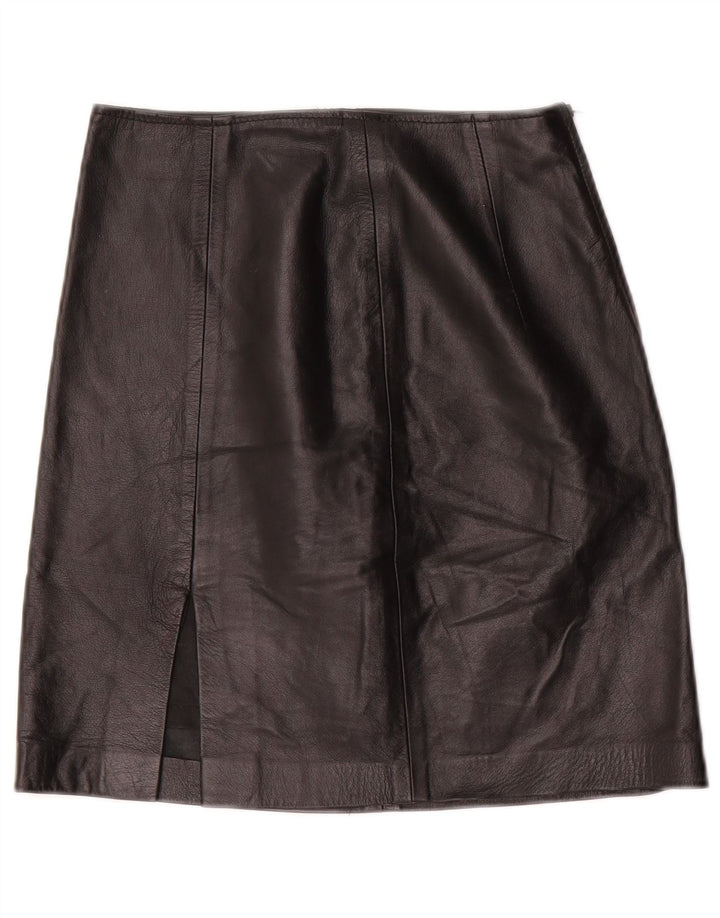 Saia feminina vintage de couro cintura alta IT 42 médio W24 preta