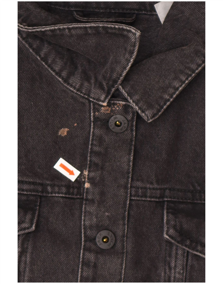 Jaqueta jeans feminina grande JACK WILLS Reino Unido 10 algodão cinza pequeno