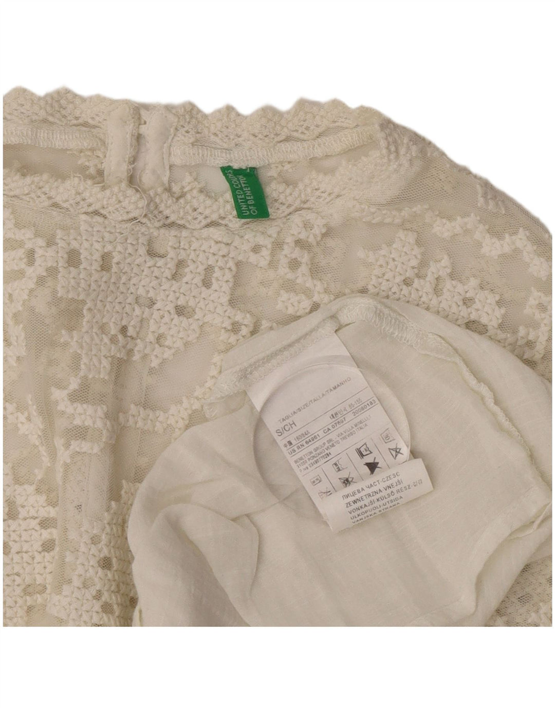 Blusa feminina Benetton manga comprida oversized Reino Unido 10 algodão branco pequeno