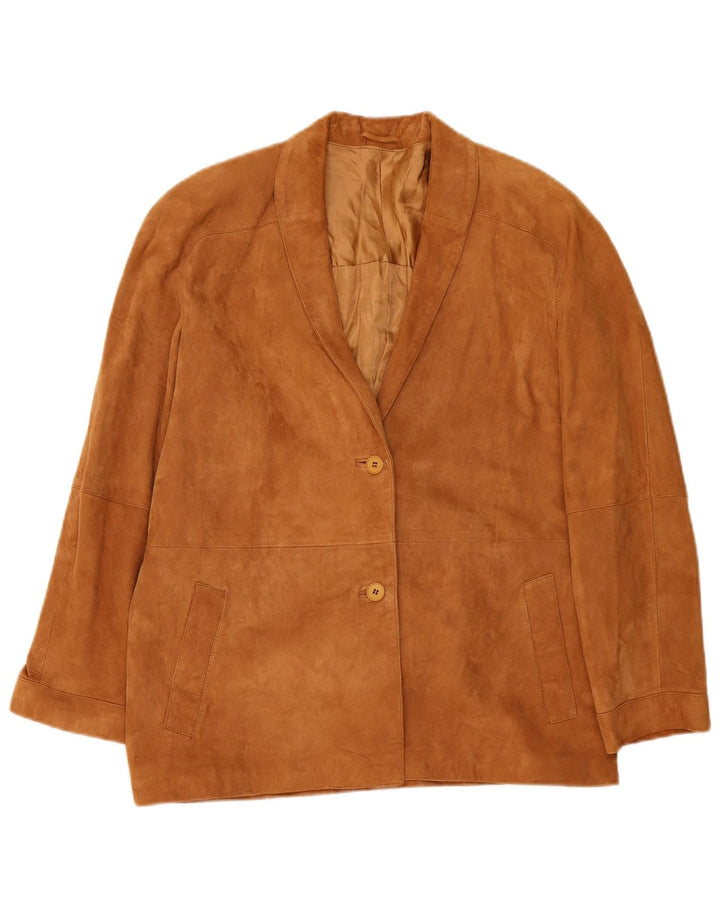 Jaqueta blazer feminina vintage de camurça com 2 botões IT 44 marrom médio