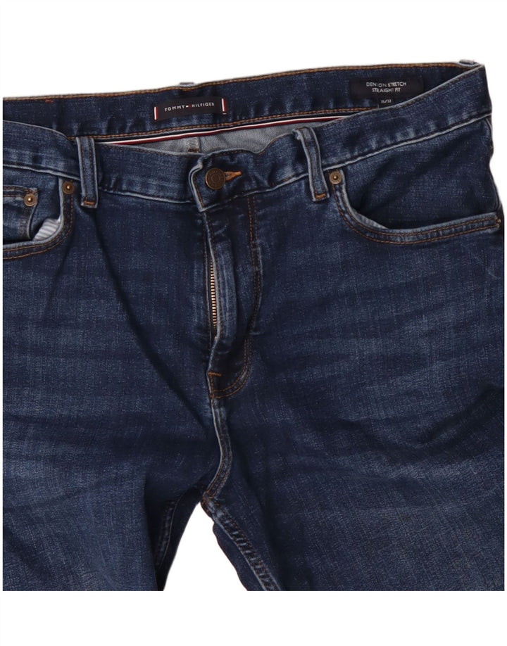 Tommy Hilfiger Masculino Denton Straight Jeans W36 L32 Azul Marinho Algodão