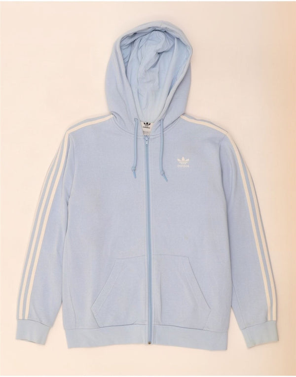 Adidas masculino zip moletom com capuz pequeno algodão azul