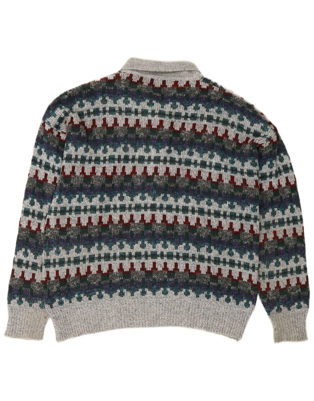 Suéter masculino VINTAGE com gola polo IT 48 médio multicolorido Fair Isle