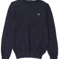Crew Clothing Suéter masculino com gola redonda, algodão azul marinho médio
