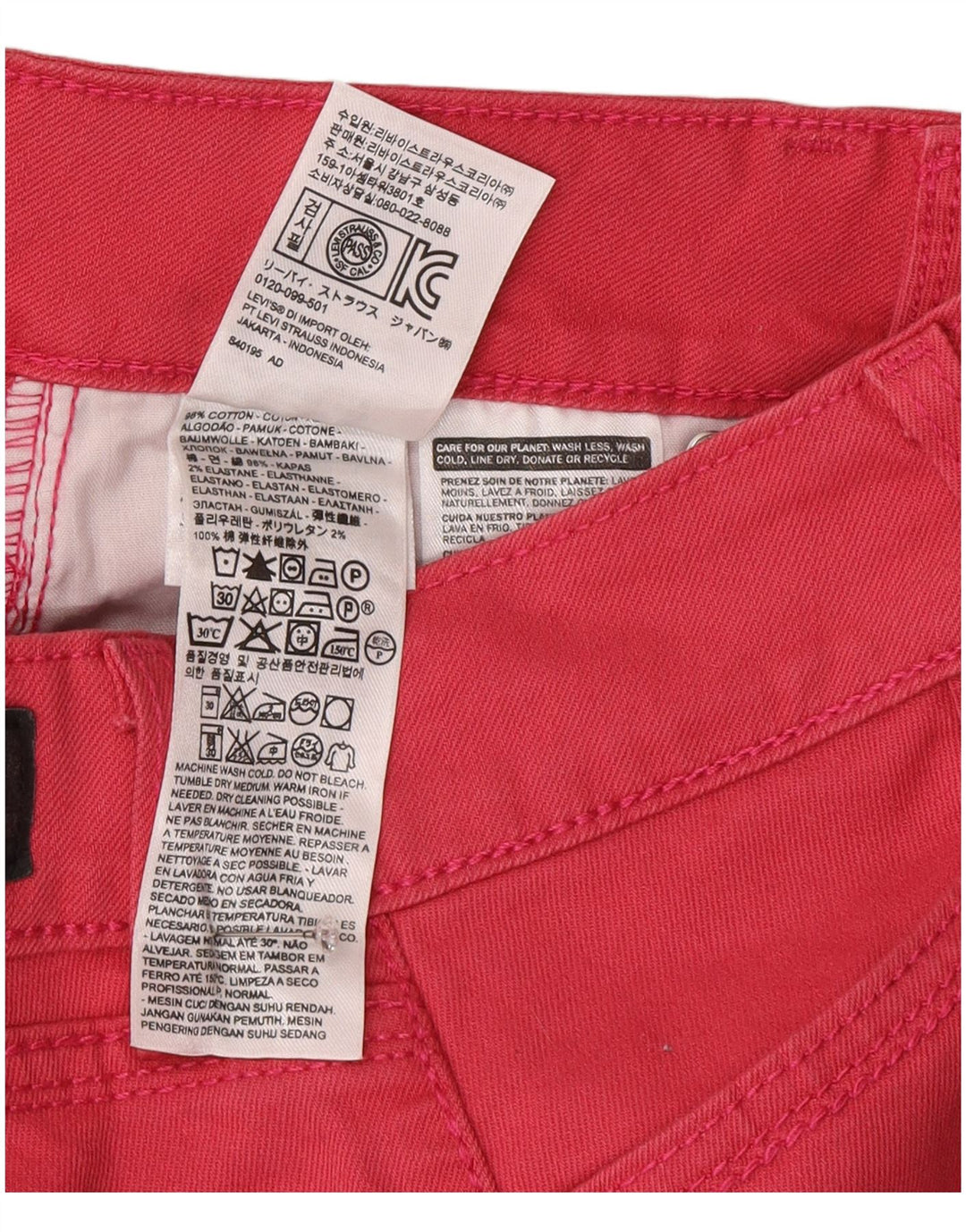 Calça jeans feminina Levi's Capri US 4 pequena W27 L20 algodão rosa