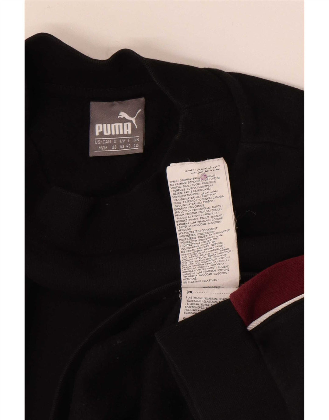 Puma moletom feminino jumper UK 12 médio preto colorblock algodão