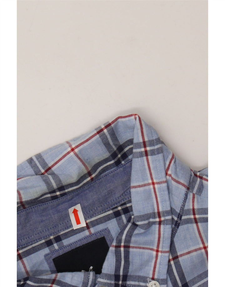 Camisa masculina de flanela Slim Fit Crew Clothing XL azul xadrez de algodão