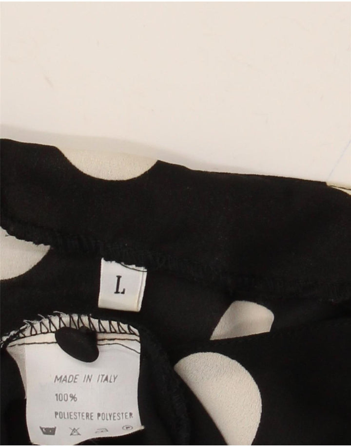 Blusa feminina VINTAGE manga curta Reino Unido 16 bolinhas pretas grandes