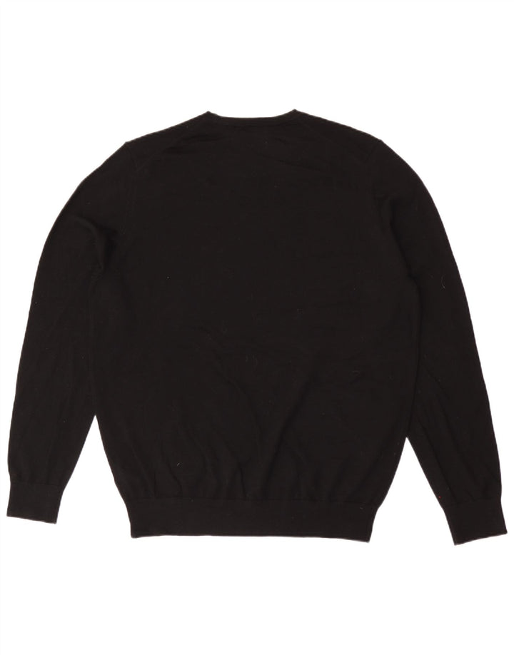 Suéter masculino Autograph com gola redonda, grande lã merino preta