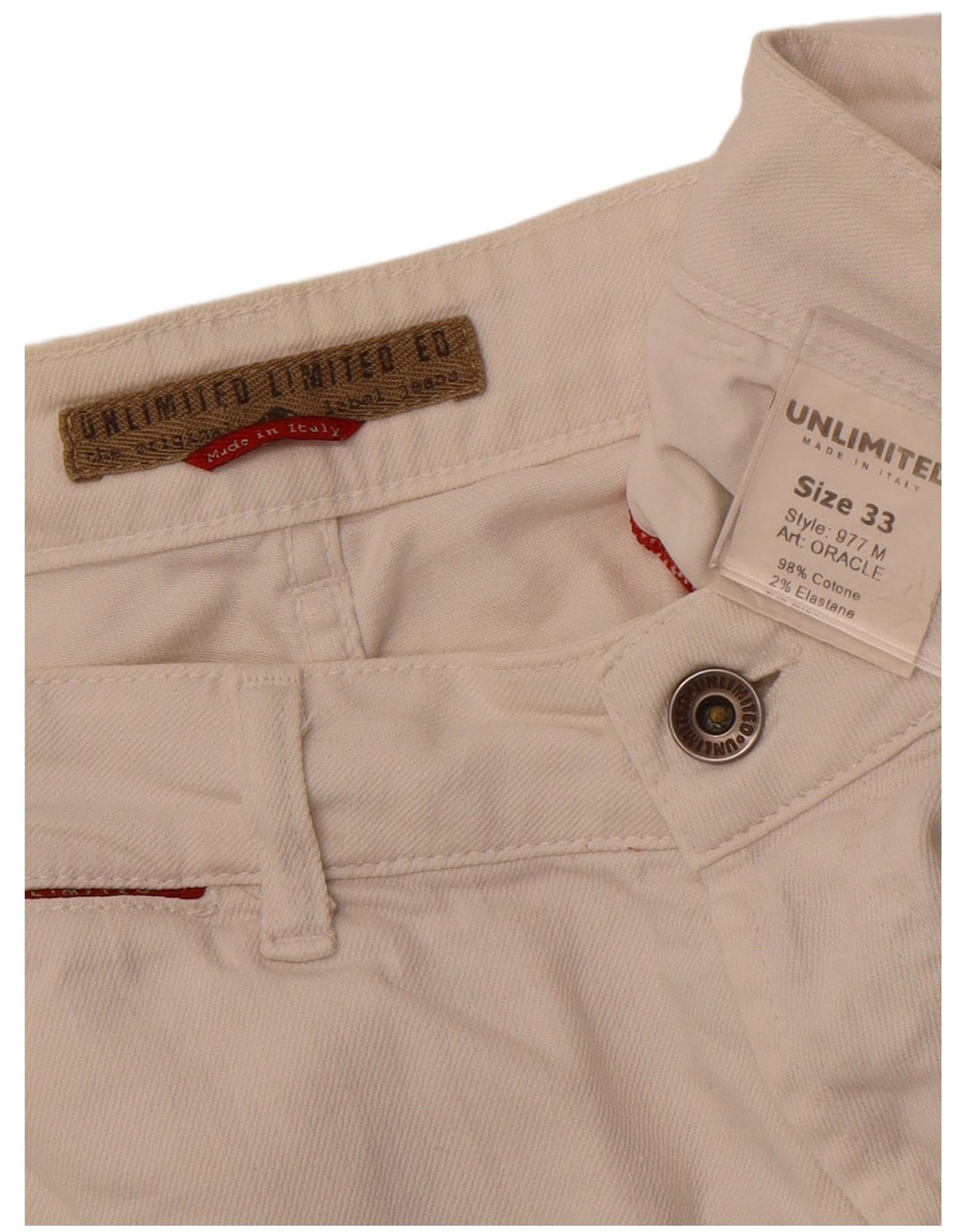 Shorts jeans feminino UNLIMITED W33 algodão branco médio