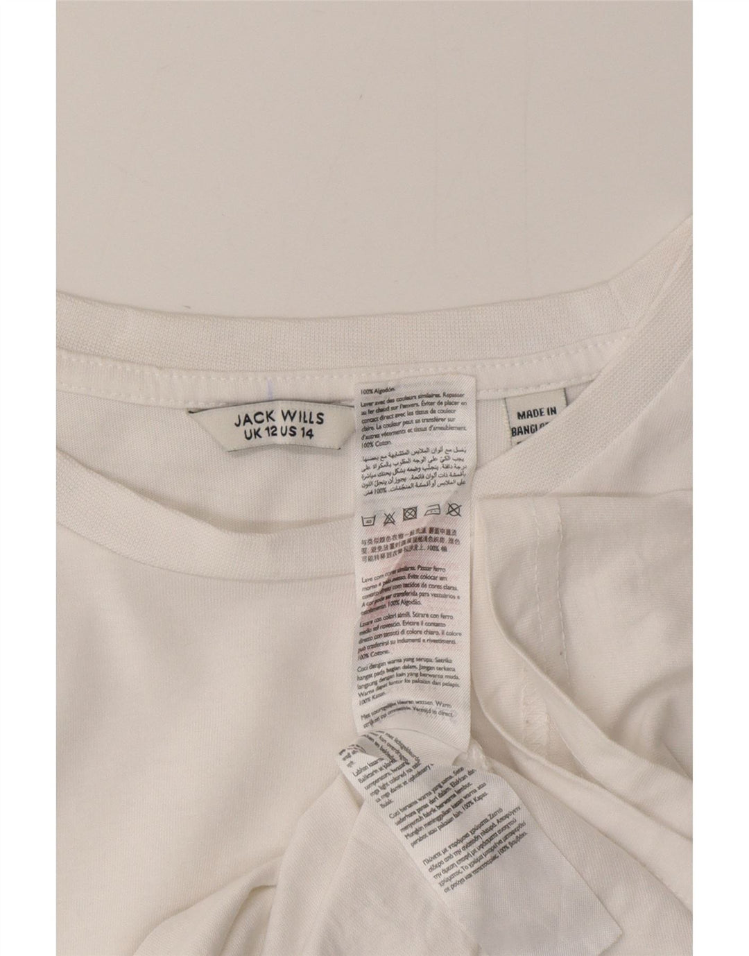 Camiseta feminina JACK WILLS UK 12 algodão branco médio