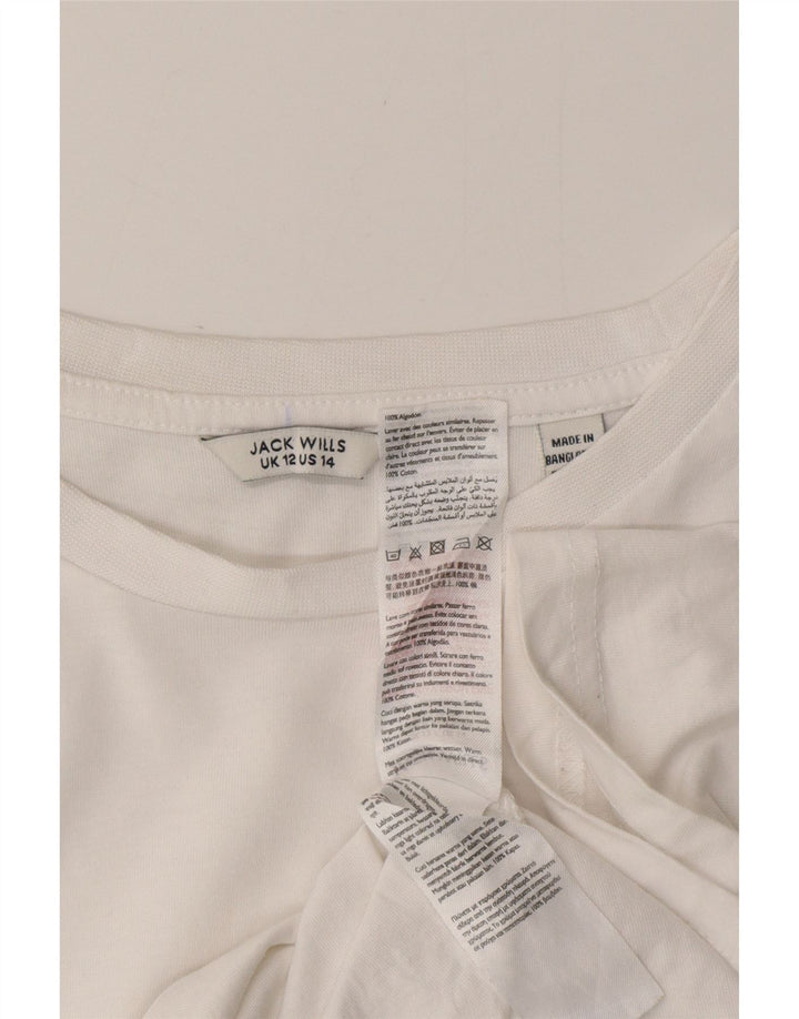 Camiseta feminina JACK WILLS UK 12 algodão branco médio