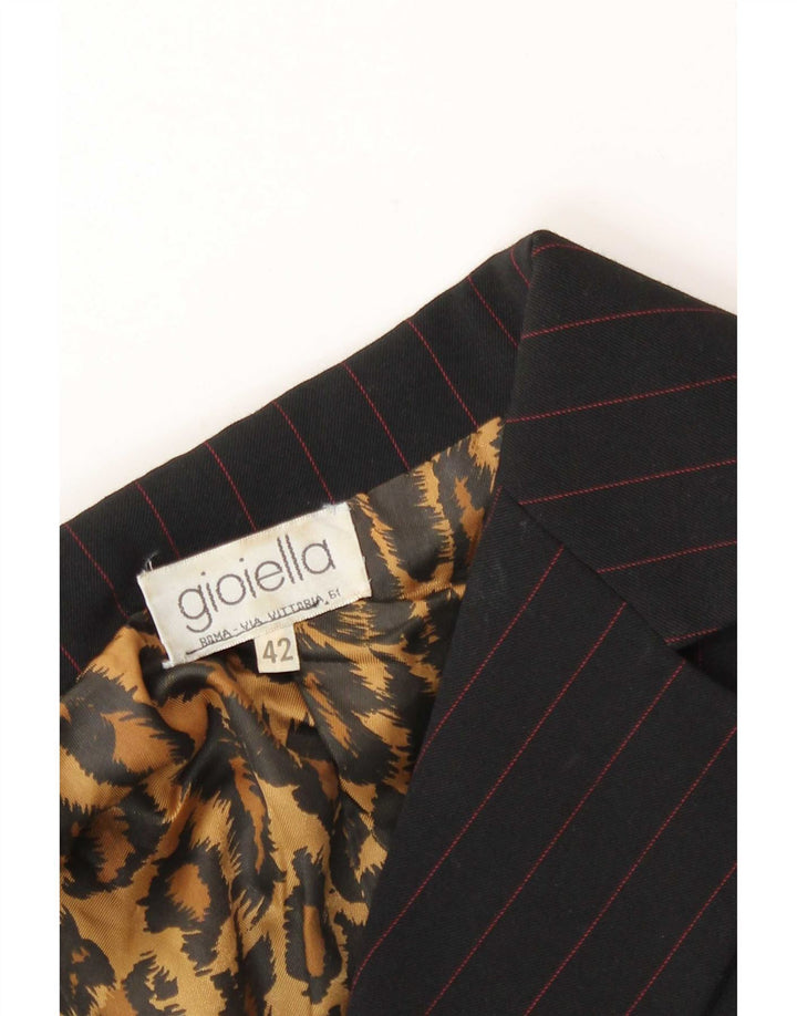 Jaqueta blazer feminina vintage com 2 botões IT 42 listrada preta média