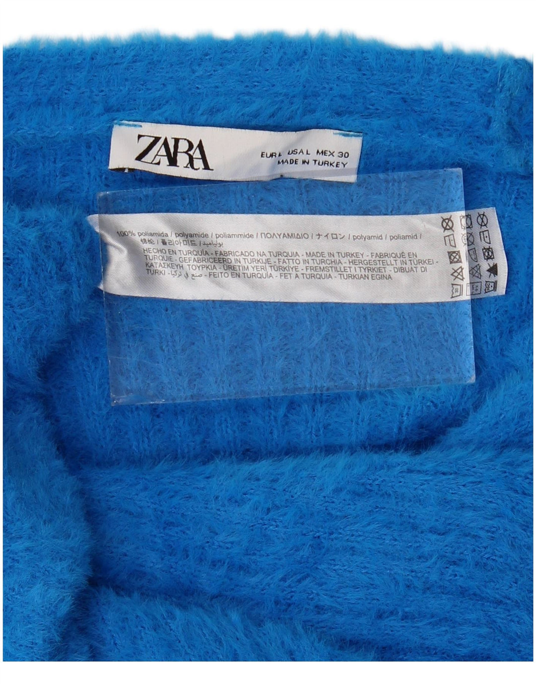 Suéter cardigã feminino Zara crop oversized Reino Unido 16 grande azul poliamida