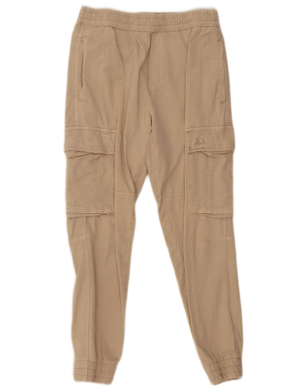 Zara Mens Joggers Cargo Calças EU 38 Pequeno W30 L27 Algodão Bege