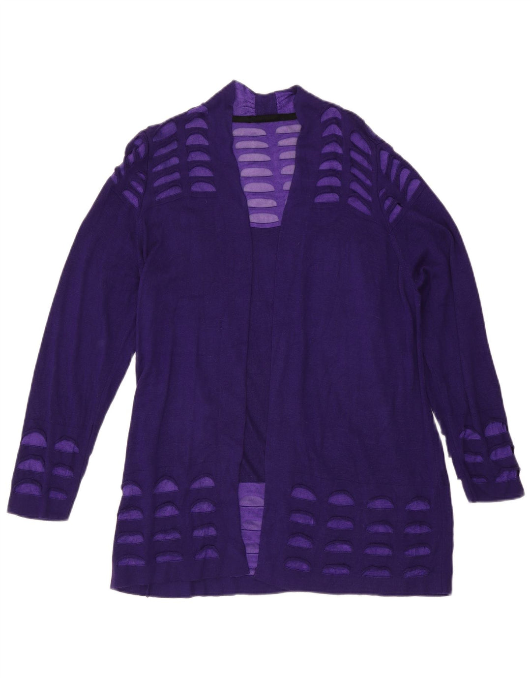 Suéter cardigã aberto feminino Marks & Spencer UK 18 XL roxo geométrico