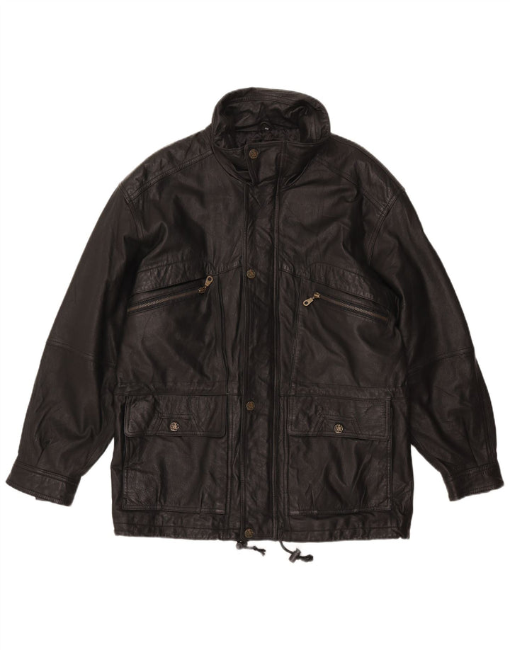 Jaqueta de couro masculina DON CAMILLO IT 48 couro preto médio