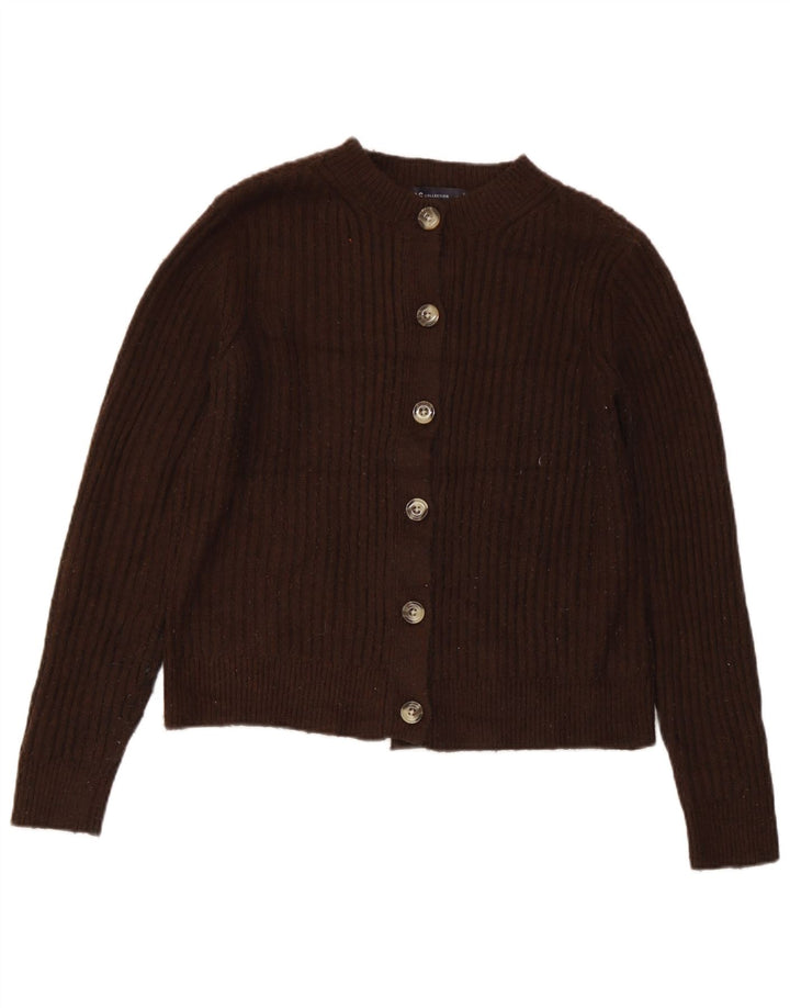 Suéter feminino Marks & Spencer Crop Cardigan Reino Unido 10 pequeno poliéster marrom