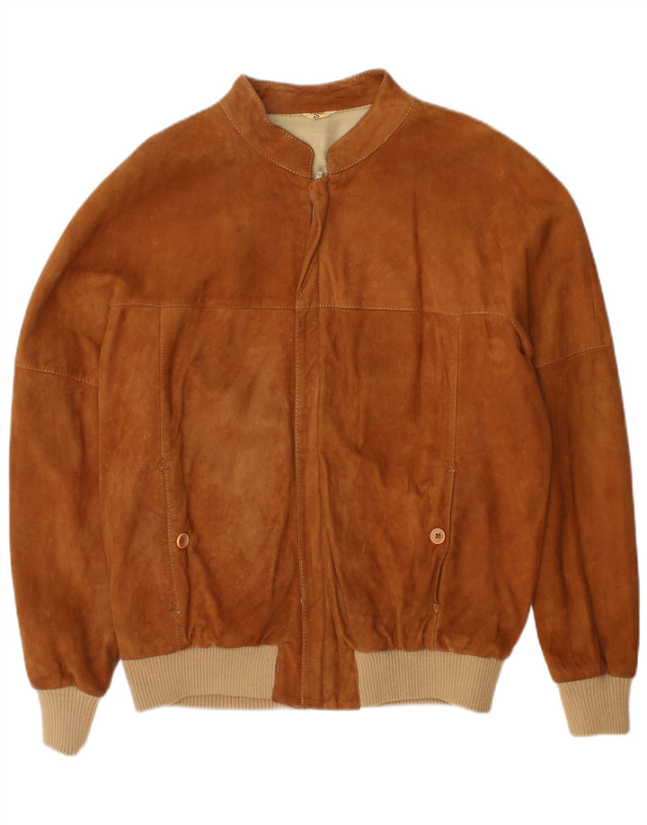 Jaqueta bomber masculina vintage de camurça IT 52 XL couro marrom