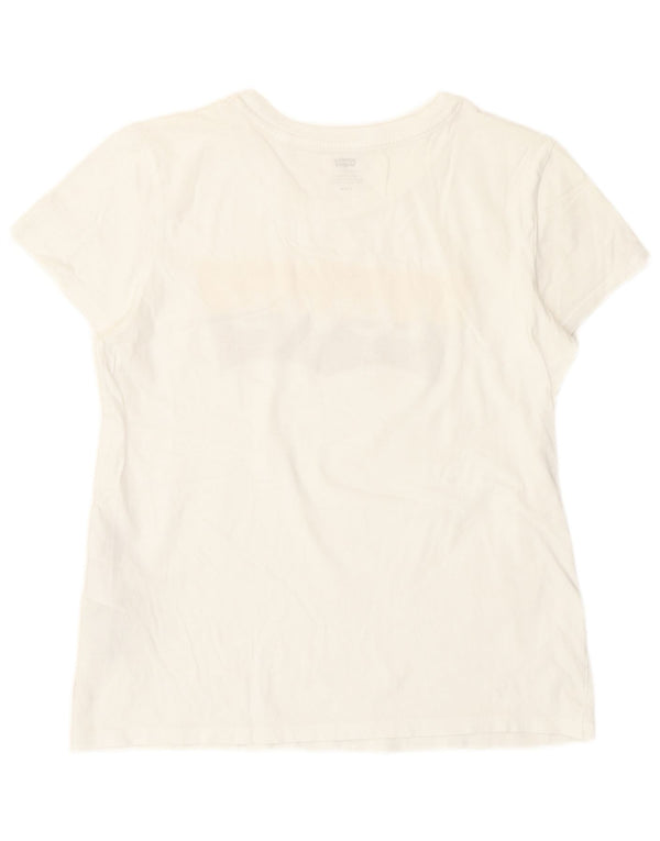 Camiseta feminina gráfica Levi's UK 14 algodão branco médio