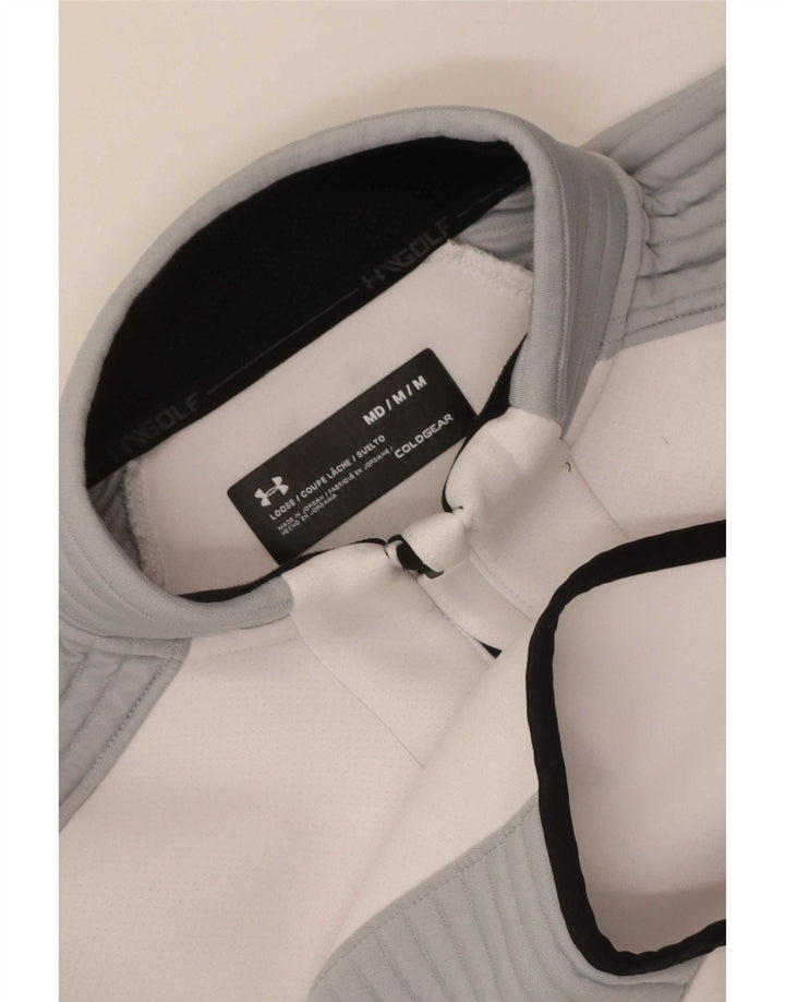 Under Armour Mens Cold Gear Pulôver Treino Top Médio Branco Colourblock