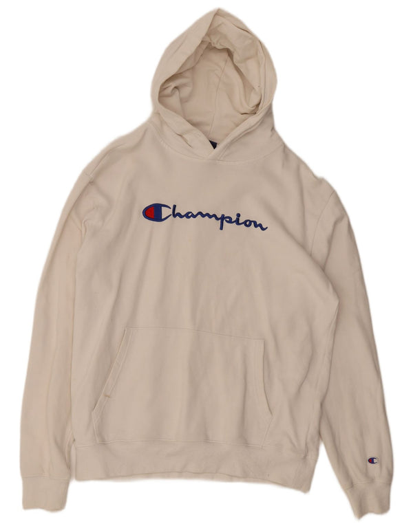 Jumper com capuz gráfico masculino Champion grande branco