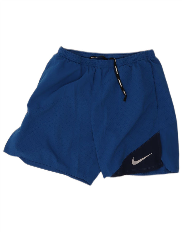Shorts esportivos masculinos Nike Dri Fit médio azul colorblock