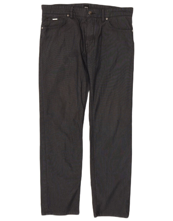 Calça casual reta masculina Hugo Boss W32 L30 algodão cinza
