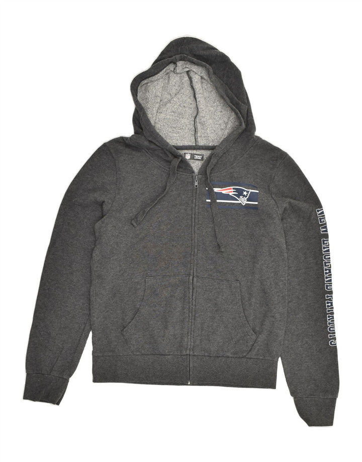 NFL Womens Zip Hoodie Sweater UK 12 Medium Grey Cotton | Vintage NFL | Thrift | Second-Hand NFL | Used Clothing | Messina Hembry 