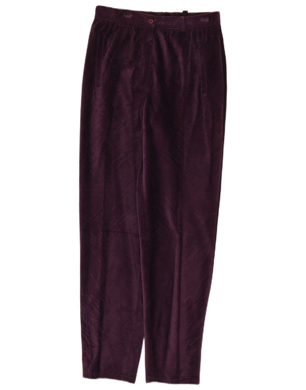 Calça feminina de veludo cotelê de cintura alta superior IT 44 médio W26 L29 roxo