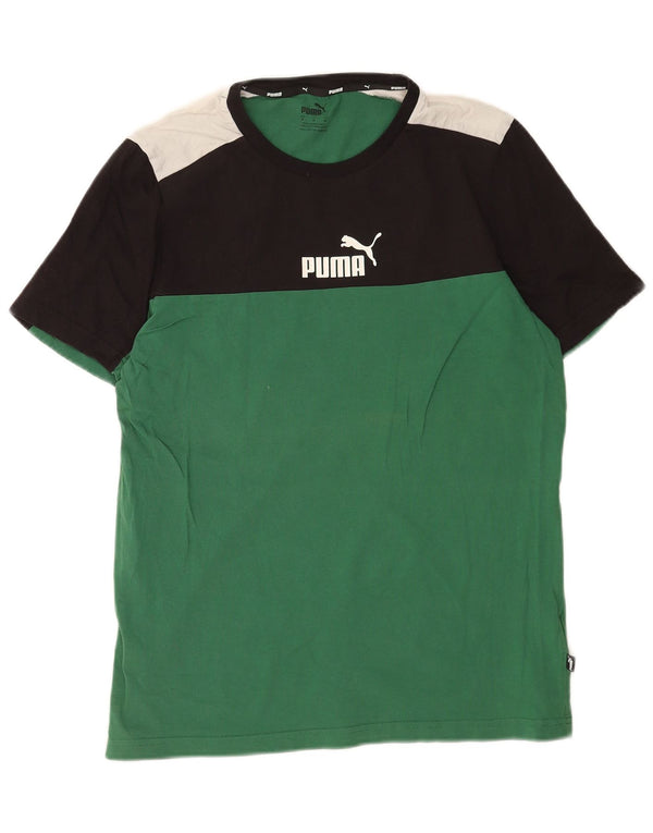 Camiseta masculina Puma Graphic Top médio verde algodão colorblock