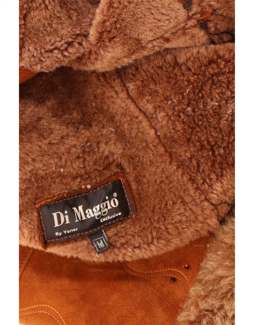 Jaqueta Shearling Feminina Vintage Reino Unido 12 Couro Marrom Médio