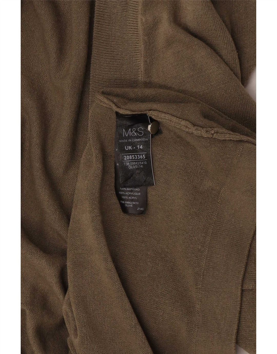 Suéter feminino Marks & Spencer Longline Open Cardigan Reino Unido 14 Médio Caqui