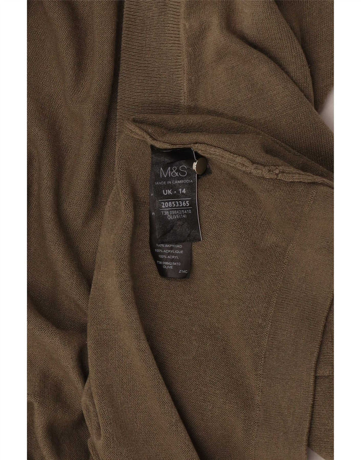 Suéter feminino Marks & Spencer Longline Open Cardigan Reino Unido 14 Médio Caqui