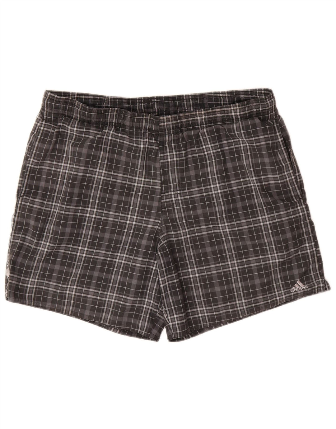 Shorts de natação masculino Adidas poliéster xadrez cinza médio