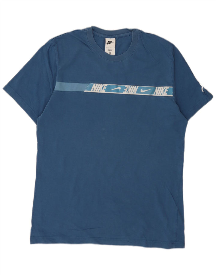 Camiseta Nike masculina gráfica Top médio algodão azul
