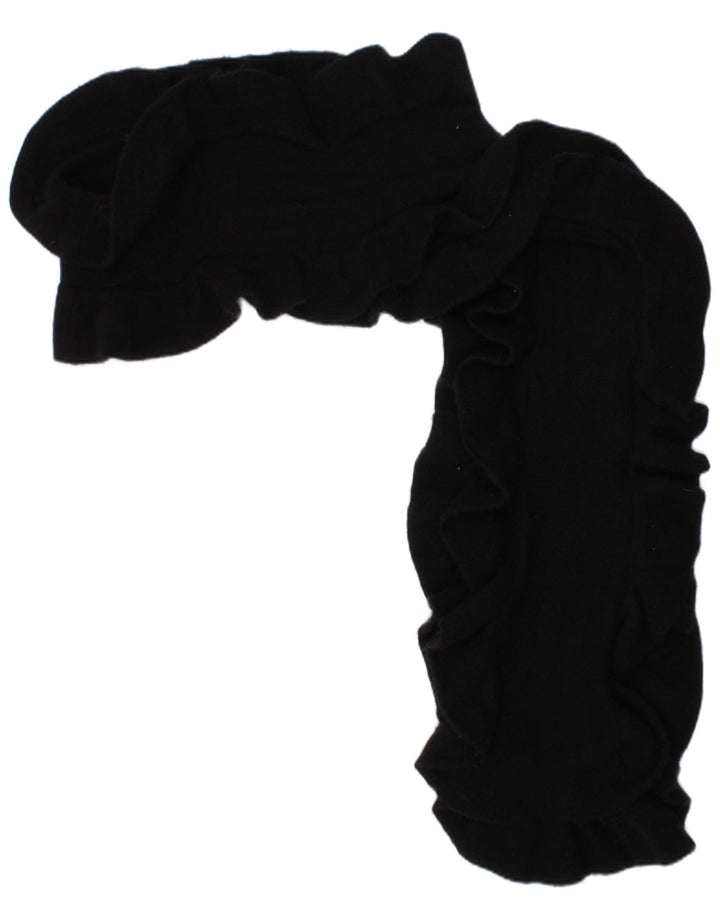 Tommy Hilfiger Cachecol feminino de tricô com babados, tamanho único, caxemira preta