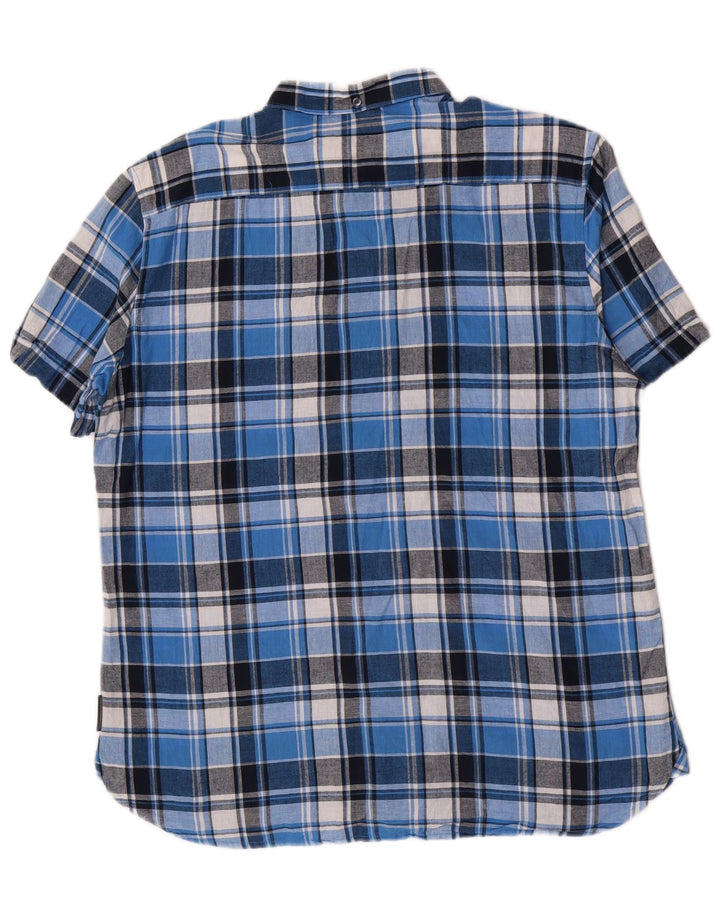 Camisa masculina de manga curta French Connection XL algodão xadrez azul